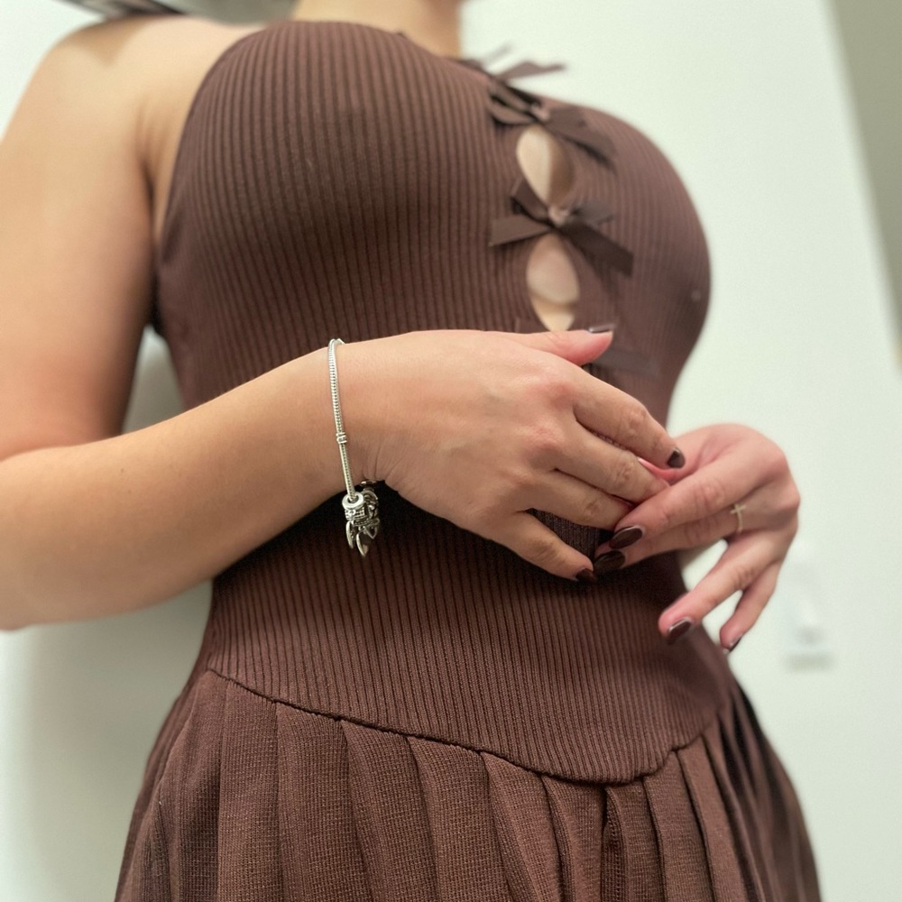 Elegant Brown Sleeveless Dress